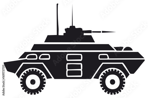 Armored Personnel Carrier Icon Silhouette Illustration of a Military Vehicle