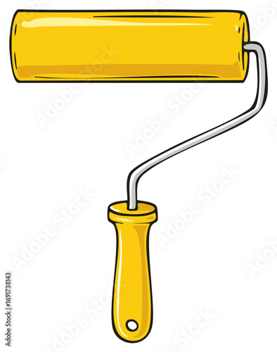 Yellow Paint Roller Tool for Painting Walls and Surfaces in Home Renovation Projects