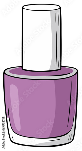 Simple cartoon illustration of a lavender purple nail polish bottle for beauty and cosmetics