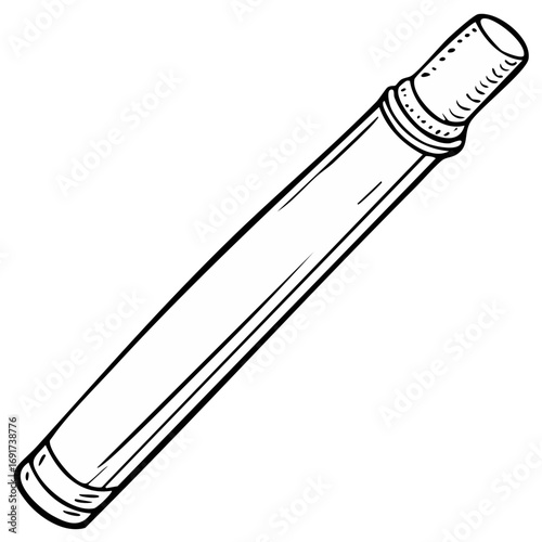 Outline of a vaping device or electronic cigarette; simple graphic style isolated on white backdrop, disposable e-cigarette