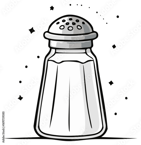 Salt shaker dispensing seasoning cartoon illustration saltshaker condiment