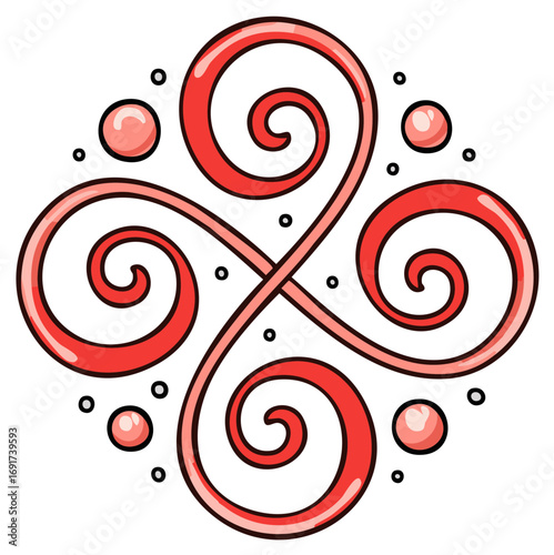 Abstract Swirls and Bubbles Red Ornament