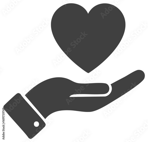 Giving hand offering a heart symbol representing love care donation and generosity