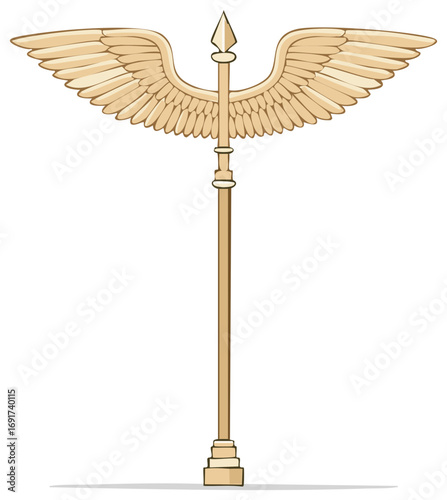 Golden winged staff symbol of medicine healing commerce diplomacy messenger business vector illustration