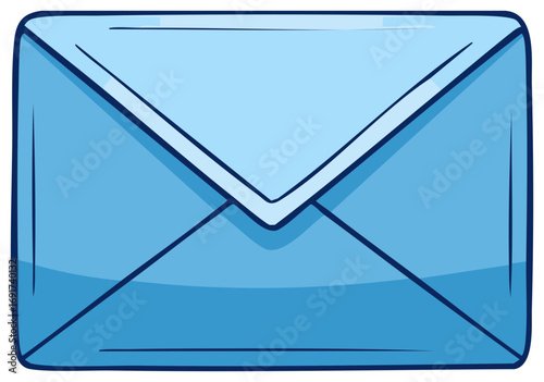 Stylized Blue Mail Envelope Design Cartoon Communication Delivery Service Icon