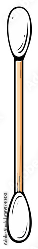 Cartoon illustration of a cotton swab, isolated on a white background