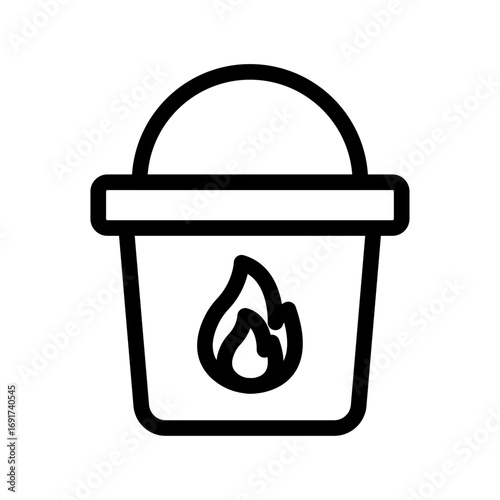 Fire Bucket Line Icon of Fire Safety Icon Set