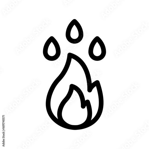 Flammable Material Symbol Line Icon of Fire Alarm Bell Fire Safety Icon Set