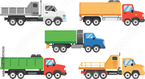 set of trucks vector