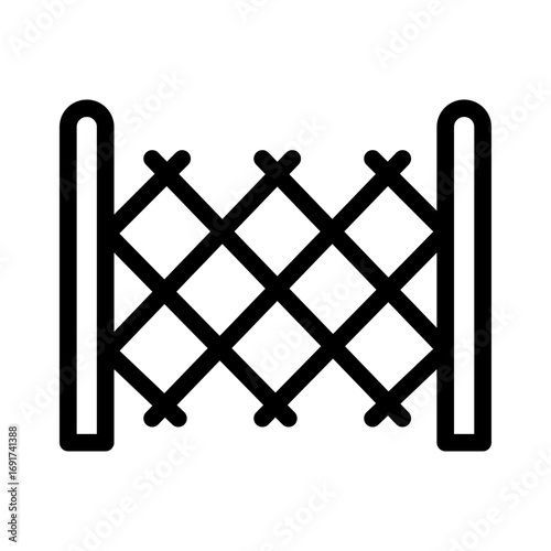 Farm Fence Line Icon of Farming Equipment Icon Set