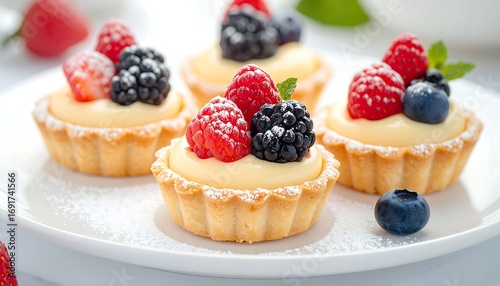 Mini tarts with creamy filling & berries