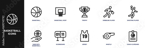 Basketball Line Icon Set