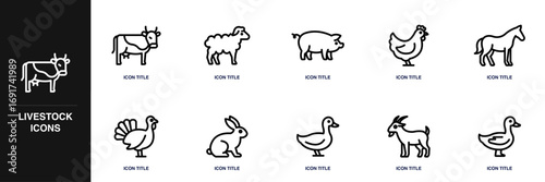 Livestock Line Icon Set