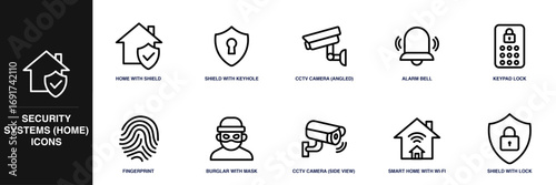 Security Systems (Home) Line Icon Set