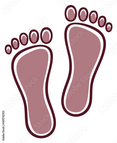 Two cartoon footprints illustration graphic design brown footprint shapes