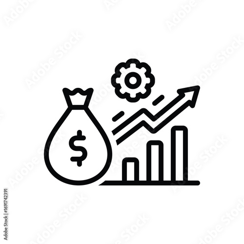 Black line icon for profit maximization