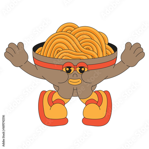 Cheerful noodle mascot character cartoon icon illustration