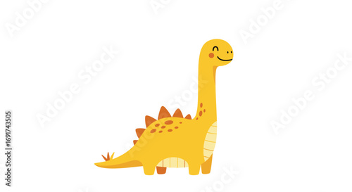 Adorable dinosaur illustration for kids' books or nursery decor projects brings a playful prehistoric touch