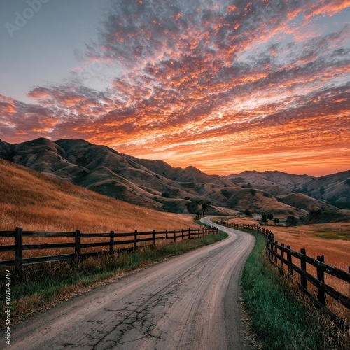 Winding Road at Sunset