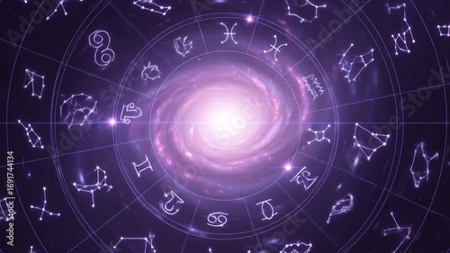 Celestial Zodiac Wheel with Galaxy Core