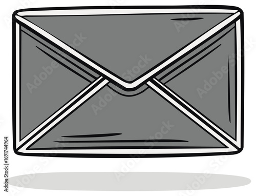 Graphic grey mail envelope with white trim for correspondence and sending messages