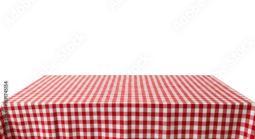 Red and white checkered tablecloth isolated on transparent background