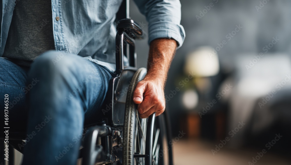 Obraz premium Close-up of a man in a wheelchair (1)