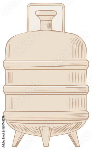 Hand-Drawn Illustration of a Propane Tank or Gas Cylinder for Outdoor Cooking