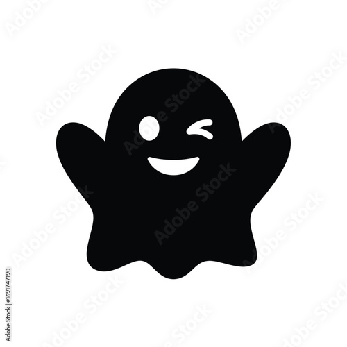 Black ghost emoji winking with smiling face smile