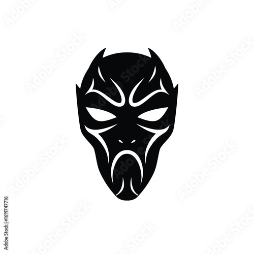 Black tribal mask face white