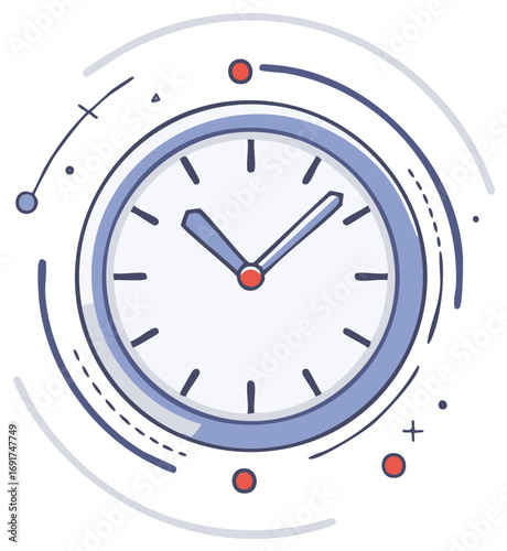 Minimalistic Clock Icon with Hand Drawn Details for Time Management Concepts