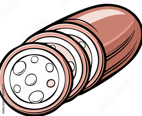Sausage Slices Illustration Fresh Meat Culinary Cuts