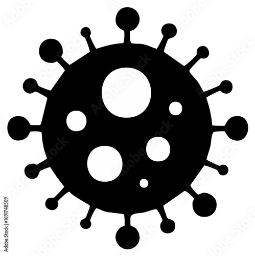 Black silhouette icon of a virus cell pathogen for disease and pandemic concepts