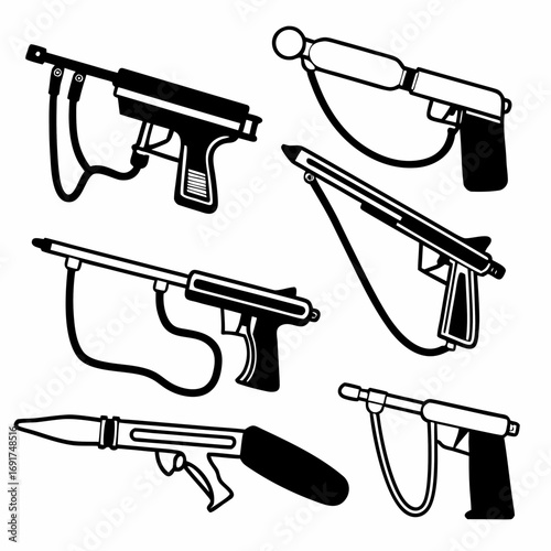 Collection of spearguns and underwater hunting equipment Keywords: speargun, spearfishing, gun