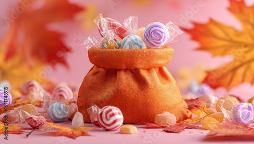Halloween candy in an orange bag (1)
