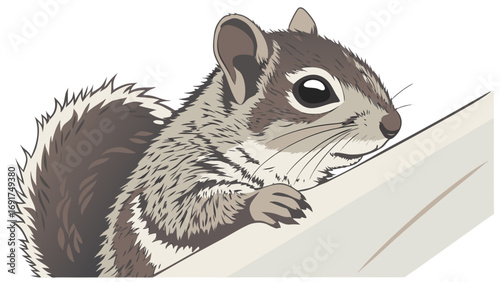 Cute chipmunk peeking over a ledge
