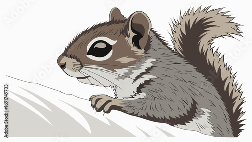 Close up illustration of a curious squirrel on a white background