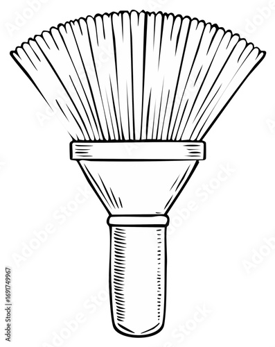 Illustration of an Angular Powder Brush With an Elongated Cylindrical Handle