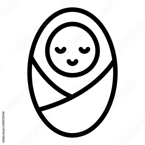 Swaddled Newborn Line Icon of Maternity and Parenthood Icon Set