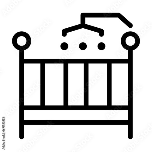 Baby Crib Line Icon of Maternity and Parenthood Icon Set