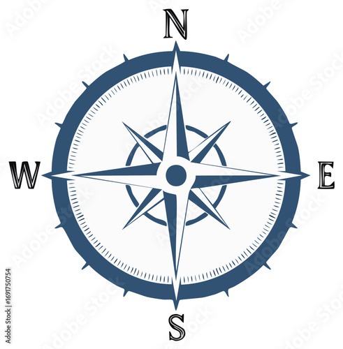 Vintage Compass Rose Nautical Navigation Tool Directional Arrows and Points