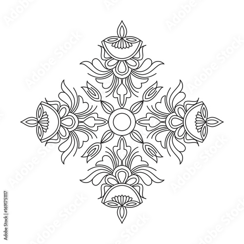 Serene sacred rhythm mandala coloring book page