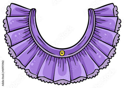 Vibrant Purple Ruffled Collar Fashion Accessory Cartoon Style Illustration