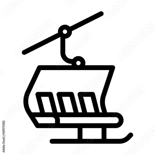 Ski Lift Chair Line Icon of Skiing and Snowboarding Icon Set
