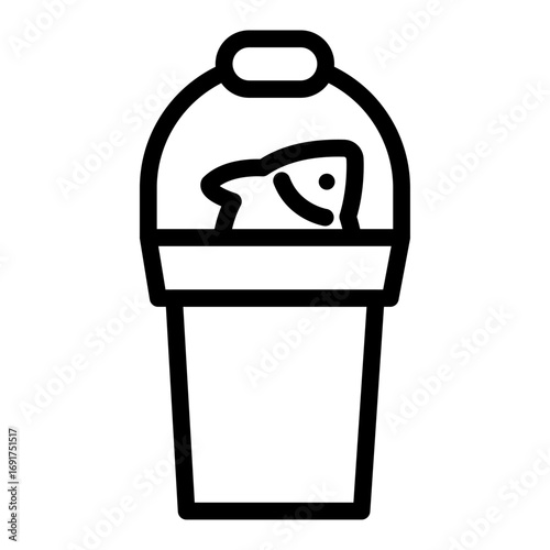 Bait Bucket with Fish Line Icon of Fishing Icon Set