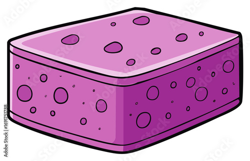Illustrated Pink Sponge with Holes Cartoon Design Object Isolated on White