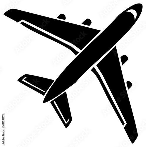 Airplane Aircraft Illustration Black Silhouette Plane Flying Aviation Transport