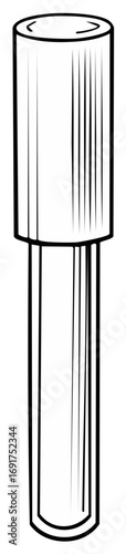 Drawing of a cylindrical cosmetic applicator with a cap