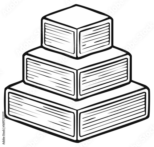 Stacked books illustration line art vector drawing three books study reading concept education literature