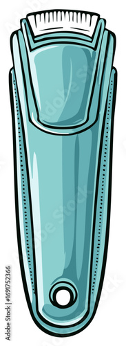 Cartoon illustration of an electric hair clipper for grooming and haircuts